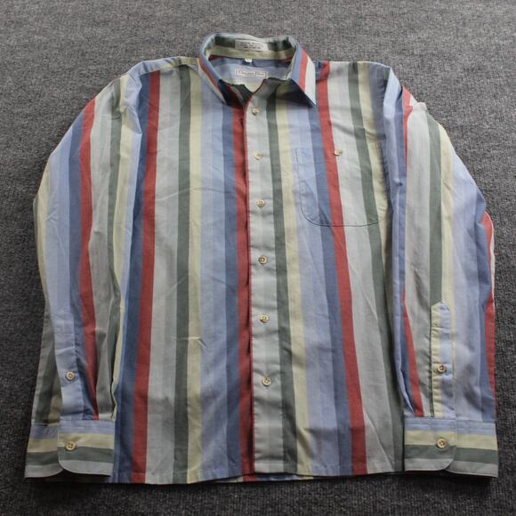 Vintage Christian Dior Shirt Men Medium Striped Button Up Chemise 90s Work Retro - Picture 1 of 12